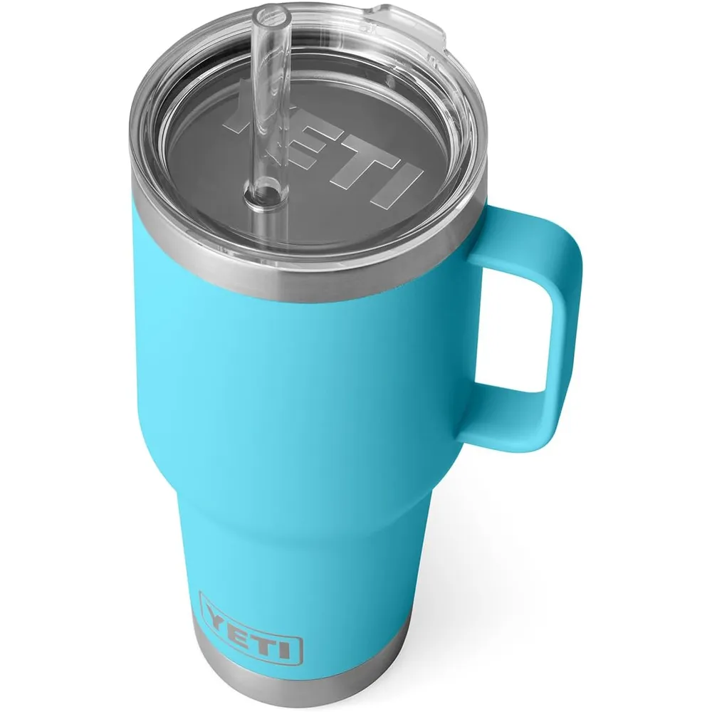 YETI Rambler Vaso de 35 oz de acero inoxidable con asa y tapa con sorbete color celeste