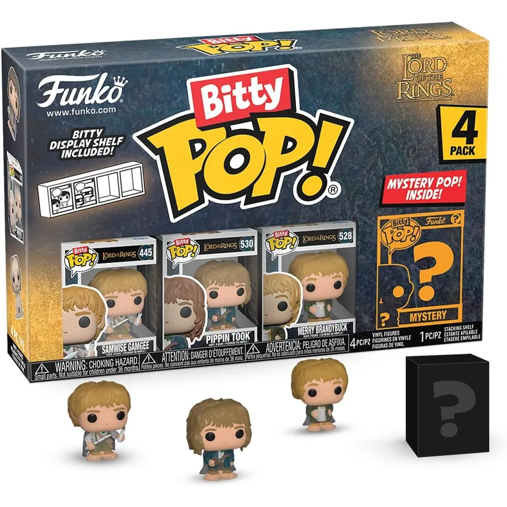 Funko Pop | Pack de 4 Bitty de El Señor de los Anillos (Samwise, Pippin, Merry y figura sorpresa)