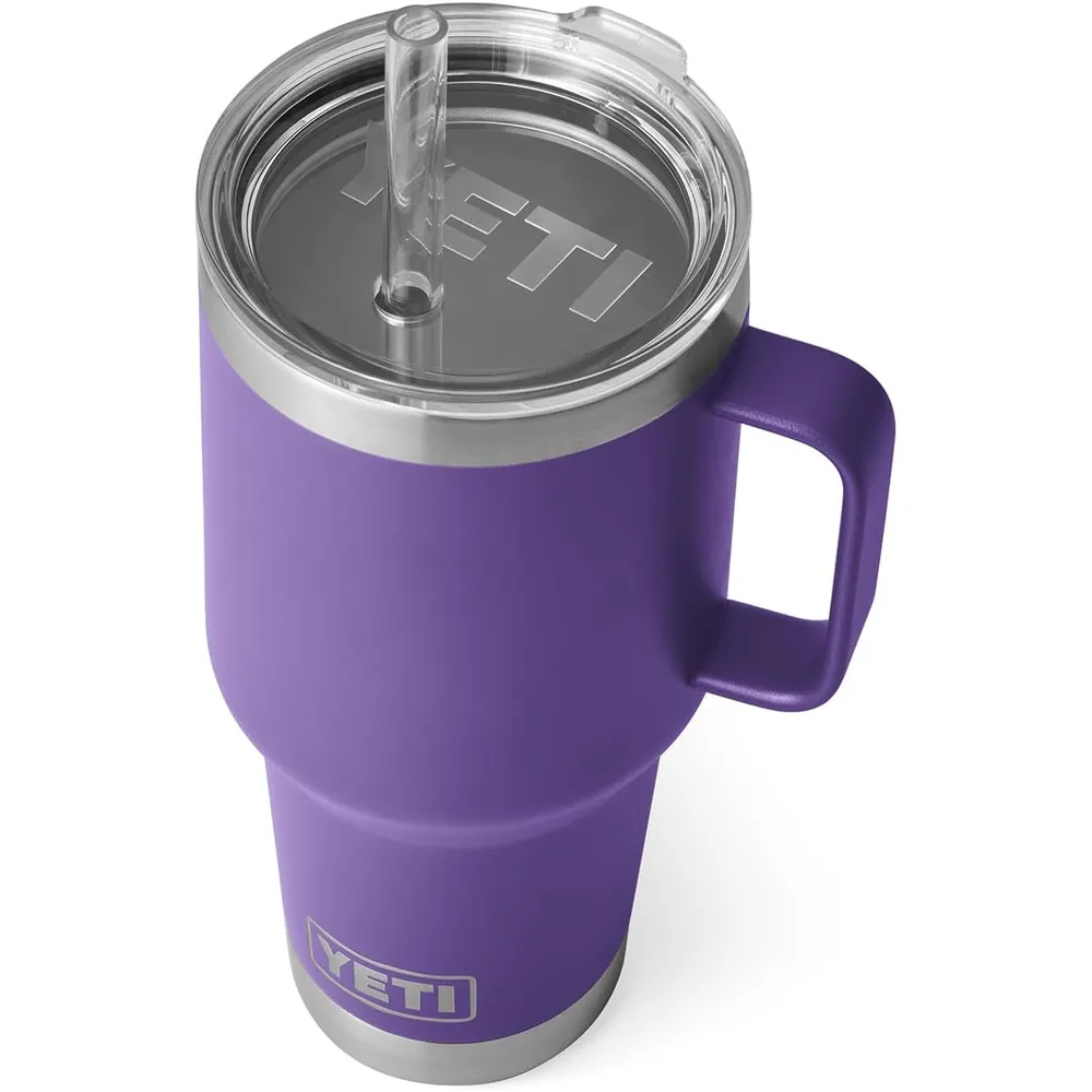 YETI Rambler Vaso de 35 oz de acero inoxidable con asa y tapa con sorbete color morado