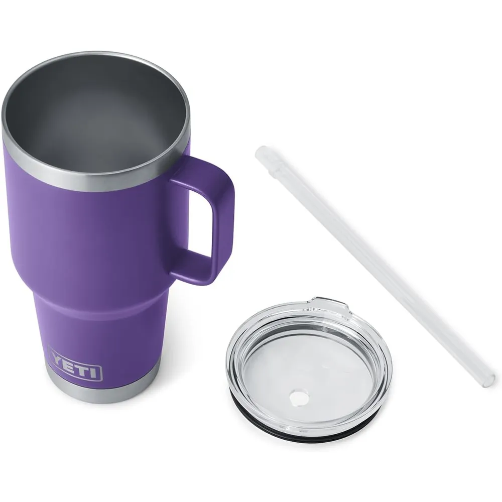 YETI Rambler Vaso de 35 oz de acero inoxidable con asa y tapa con sorbete color morado