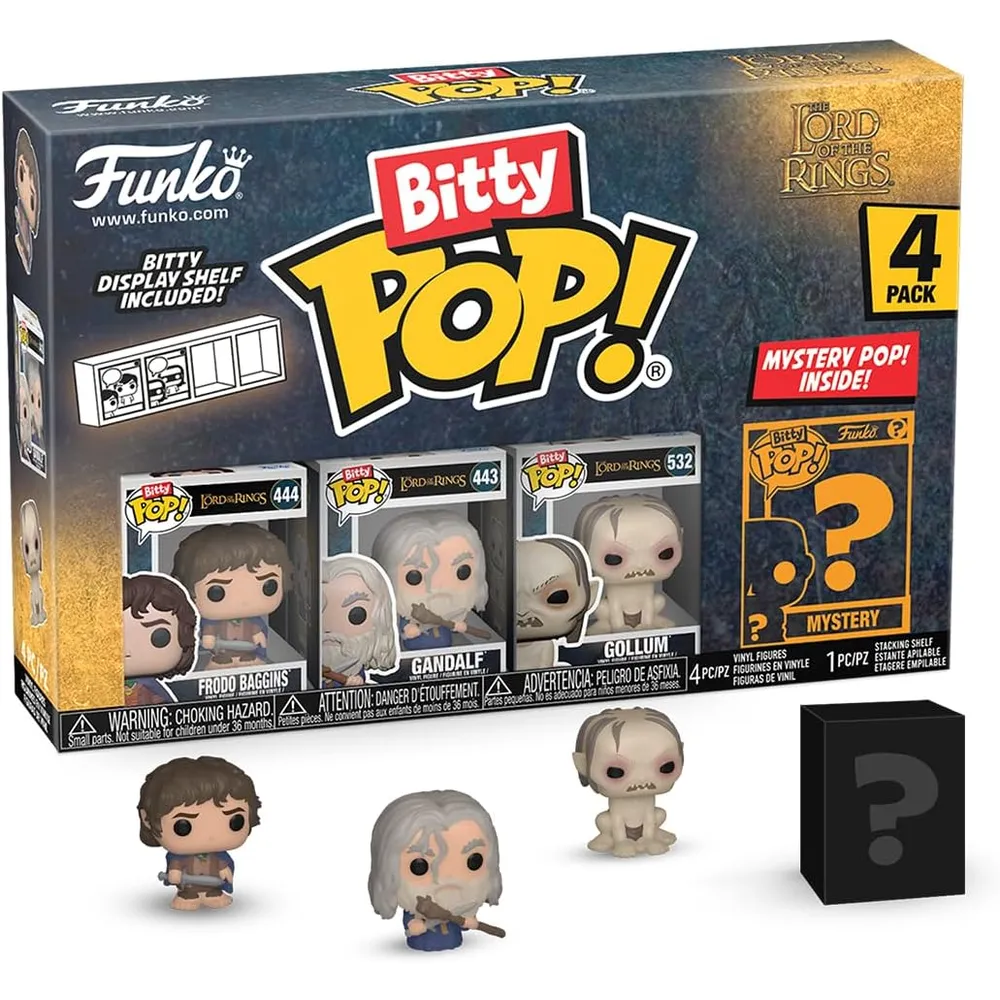 Funko Pop | Pack 4 Bitty de El Señor de los Anillos (Frodo, Gandalf, Gollum y figura sorpresa)