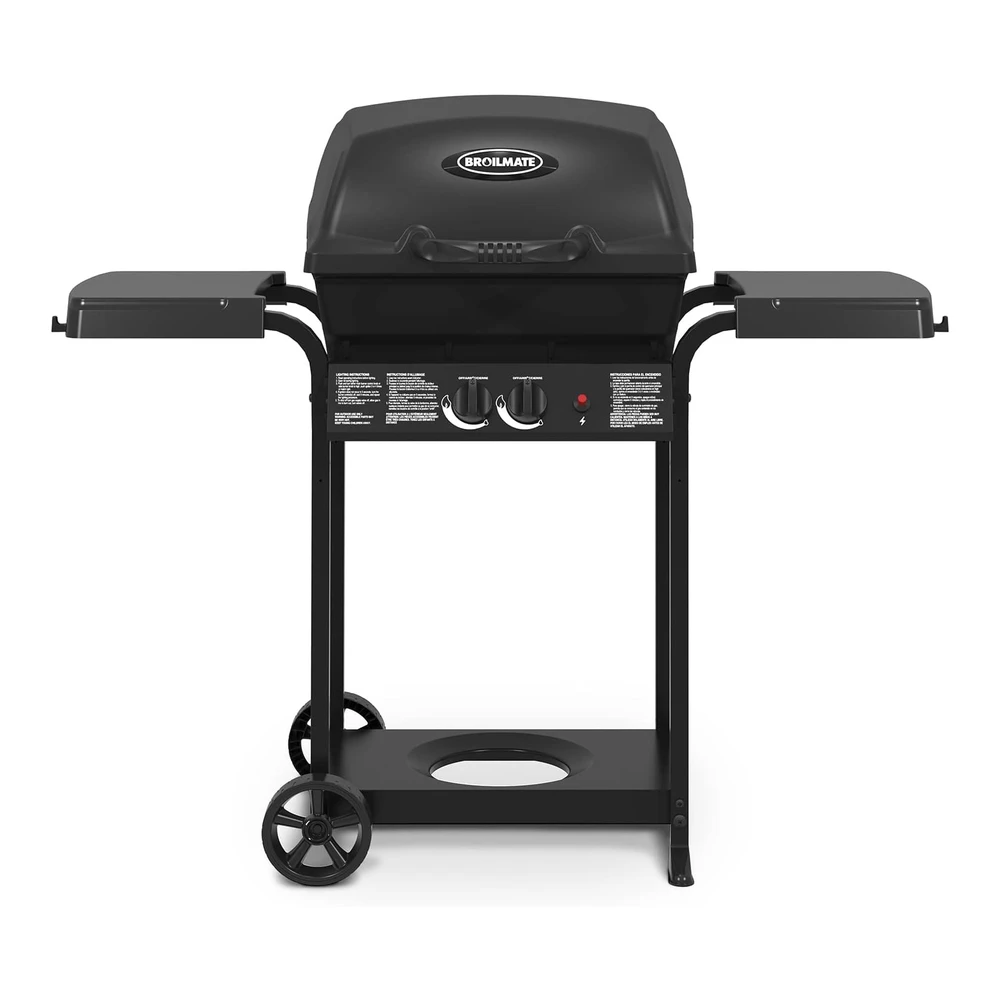 Broil-Mate - 24025bmt - Parrilla de Gas Propano Líquido - 2 Quemadores - Color Negro y Cuisinart Ccb-5014 Cepillo de Limpieza y Raspador para Parrilla de Barbacoa - 16.5" - Acero Inoxidable - 16.5"
