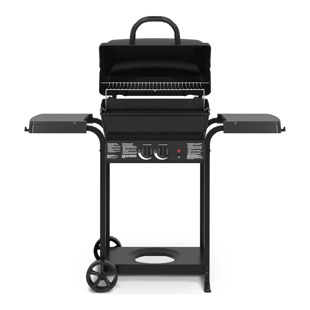 Broil-Mate - 24025bmt - Parrilla de Gas Propano Líquido - 2 Quemadores - Color Negro y Cuisinart Ccb-5014 Cepillo de Limpieza y Raspador para Parrilla de Barbacoa - 16.5" - Acero Inoxidable - 16.5"