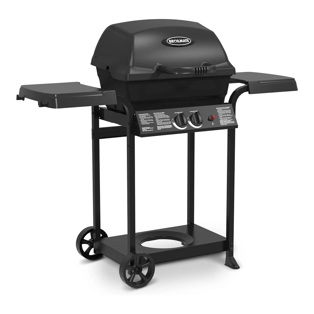 Broil-Mate - 24025bmt - Parrilla de Gas Propano Líquido - 2 Quemadores - Color Negro y Cuisinart Ccb-5014 Cepillo de Limpieza y Raspador para Parrilla de Barbacoa - 16.5" - Acero Inoxidable - 16.5"