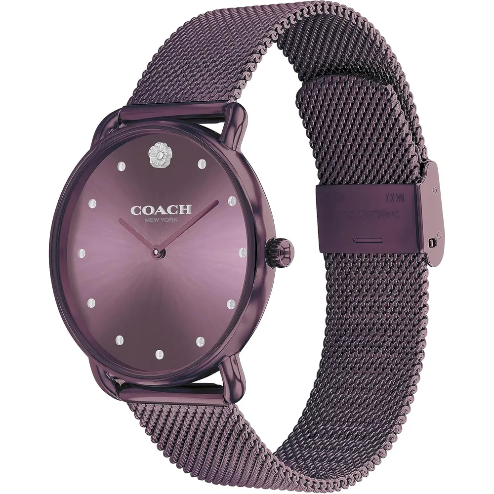 COACH Reloj Elliot Diseño Elegante y moderno Resistente al agua de 36 mm | Morado