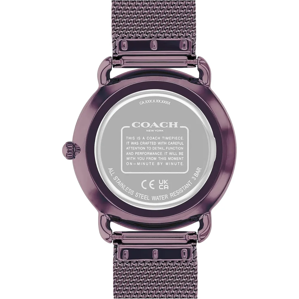 COACH Reloj Elliot Diseño Elegante y moderno Resistente al agua de 36 mm | Morado