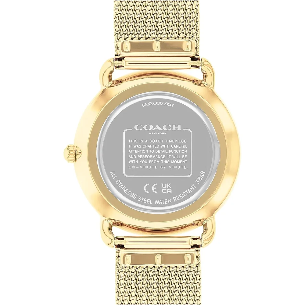 COACH Reloj Diseño elegante Elliot de calidad premium con detalle iconico Resistente al agua 36mm | Oro
