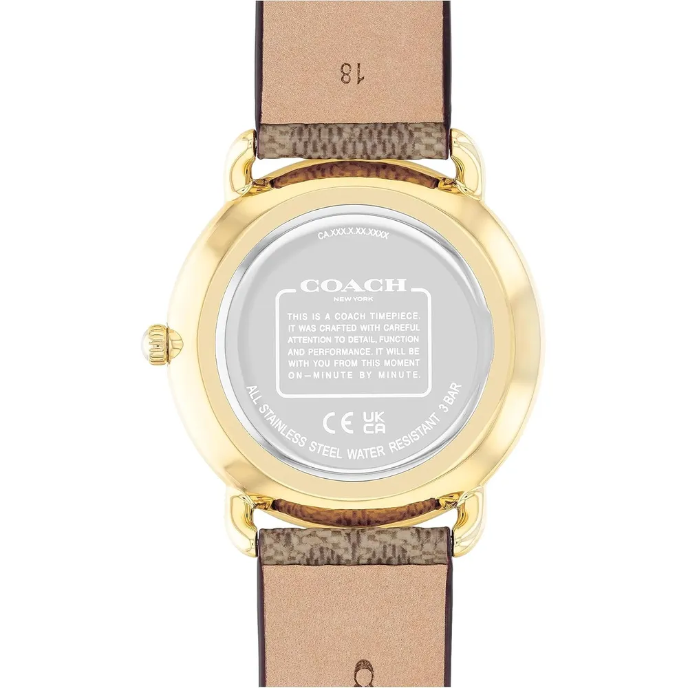 COACH Reloj Diseño elegante Elliot de calidad premium para uso diario Resistente al agua 36mm | Oro - Marron