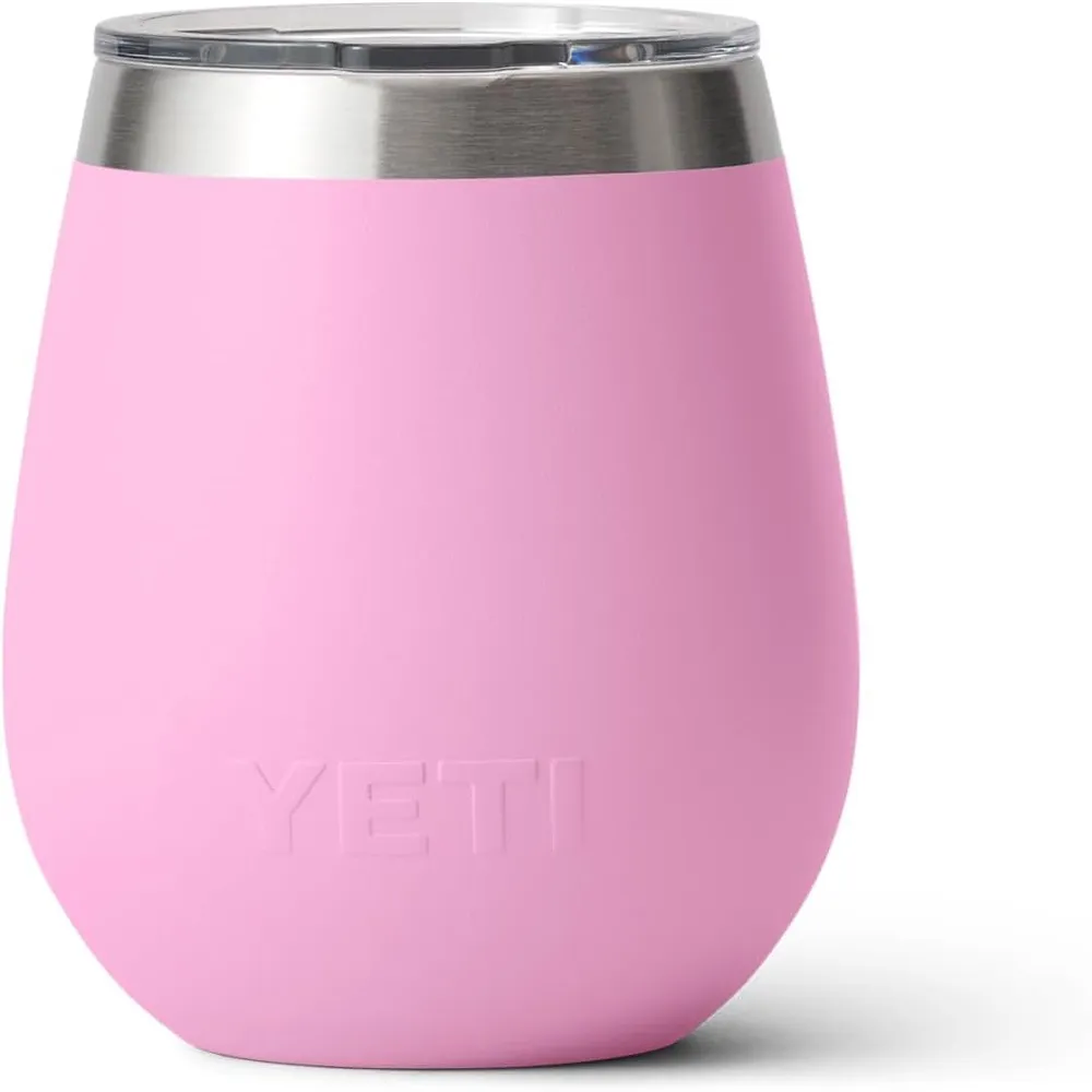 YETI Rambler Vaso de vino de 10 oz de acero inoxidable con tapa MagSlider color rosa claro