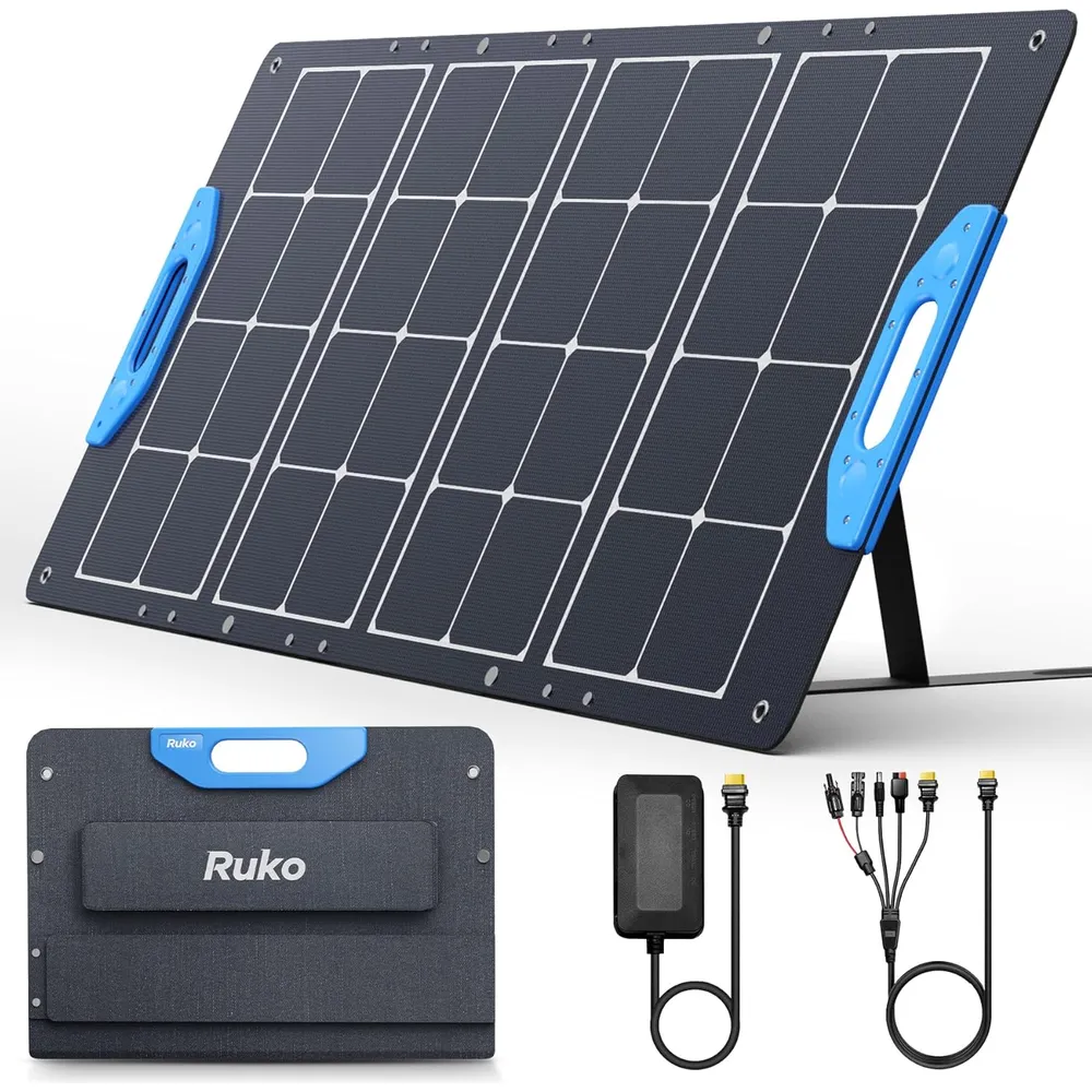 Ruko RK100 panel solar portátil 100 W plegable con soporte ajustable
