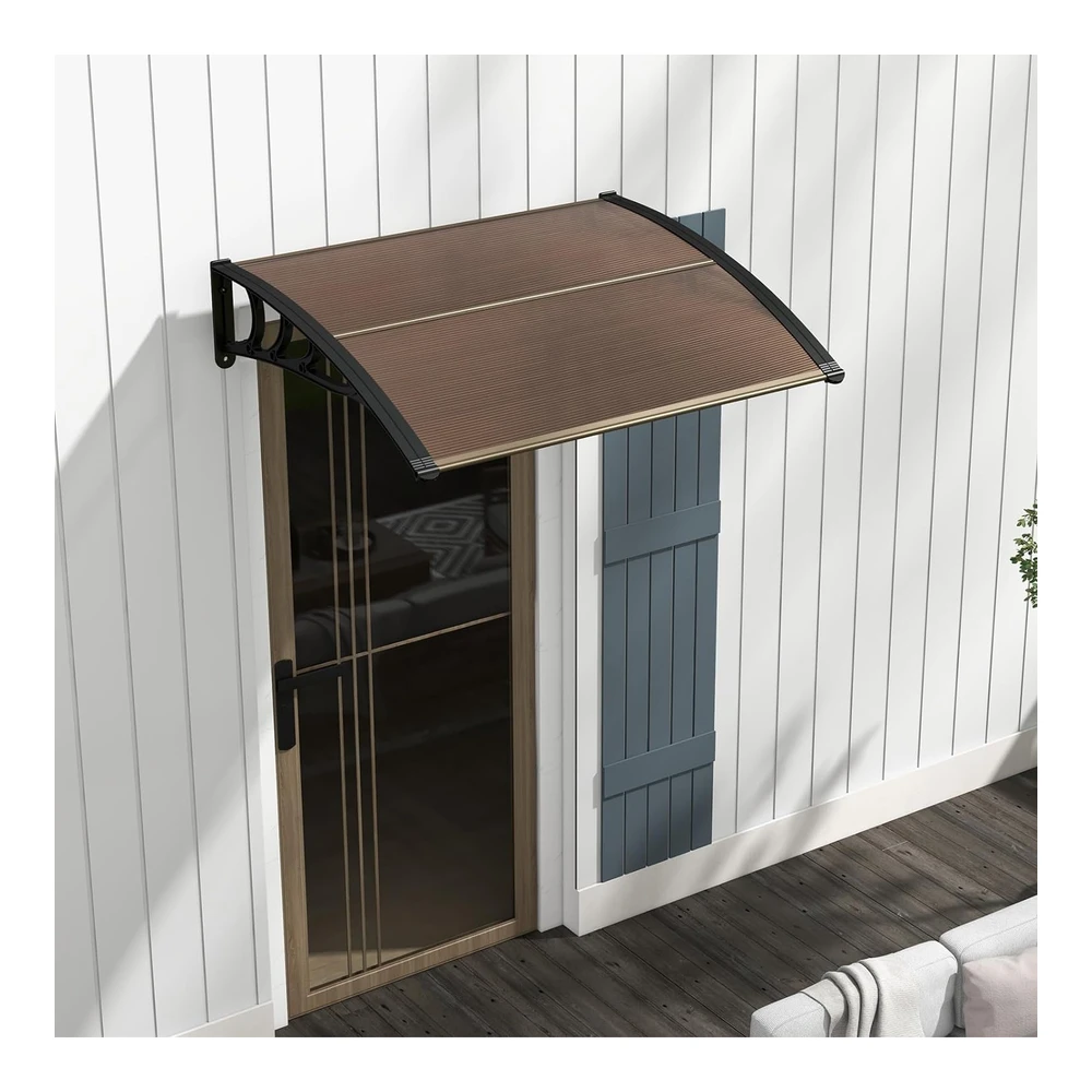 Tangkula Toldo de Ventana de 40 X 48" - Moderno Toldo de Policarbonato para Puerta Superior con Hoja Hueca para Protección Contra La Lluvia - Nieve - Luz Solar - Toldos Upf 50+ para Patio - Puerta - Terraza - Porche