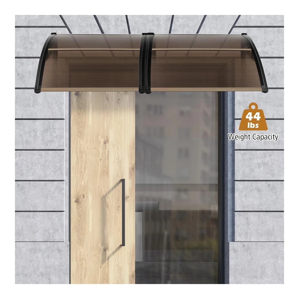 Tangkula Toldo de Ventana de 40 X 48" - Moderno Toldo de Policarbonato para Puerta Superior con Hoja Hueca para Protección Contra La Lluvia - Nieve - Luz Solar - Toldos Upf 50+ para Patio - Puerta - Terraza - Porche