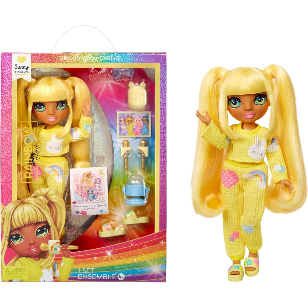 Rainbow High Jr. Pijama Party muñeca rubia
