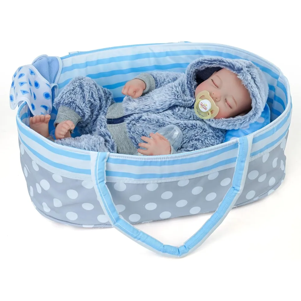 BABESIDE muñeca bebé reborn 17"/43 cm con accesorios | Cesta gris