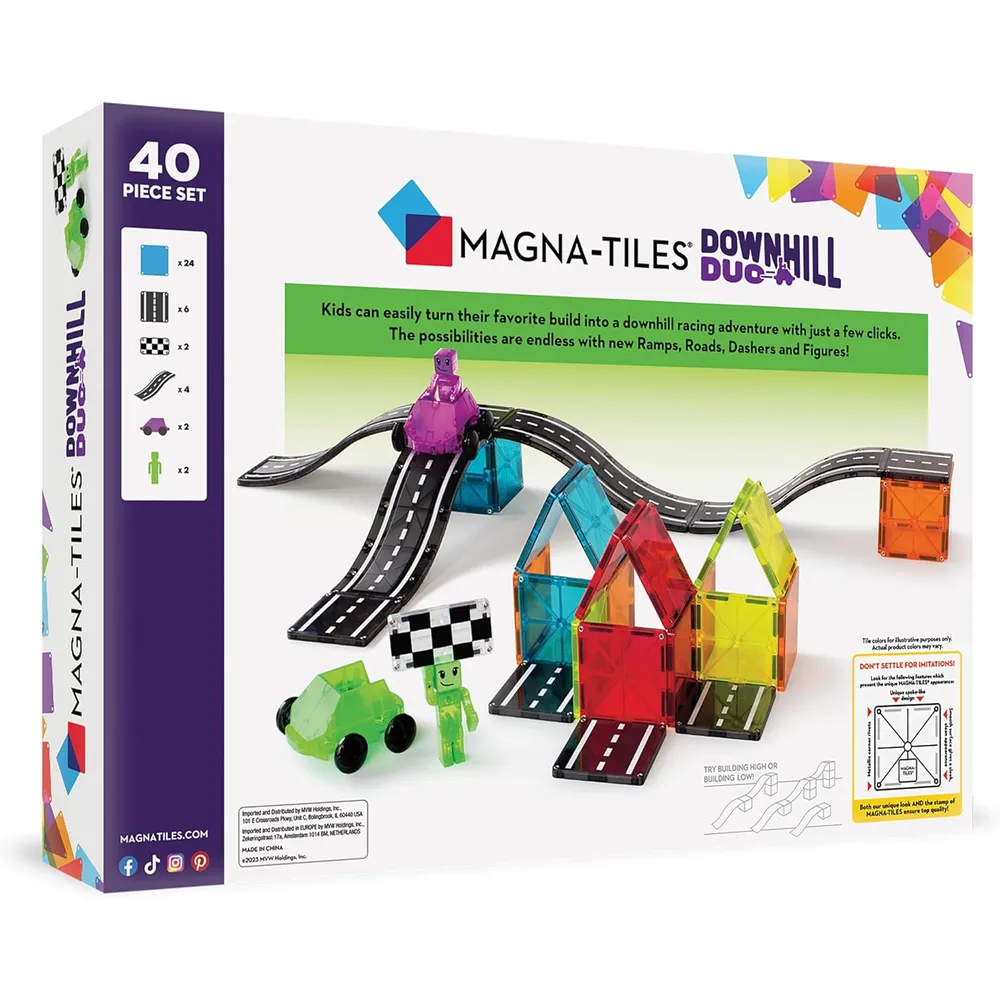 MAGNA-TILES - Downhill duo 40-piezas set de construcción magnético