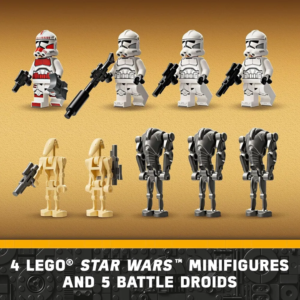 Lego Star Wars Batalla con soldado clon, droide y moto speeder para niños
