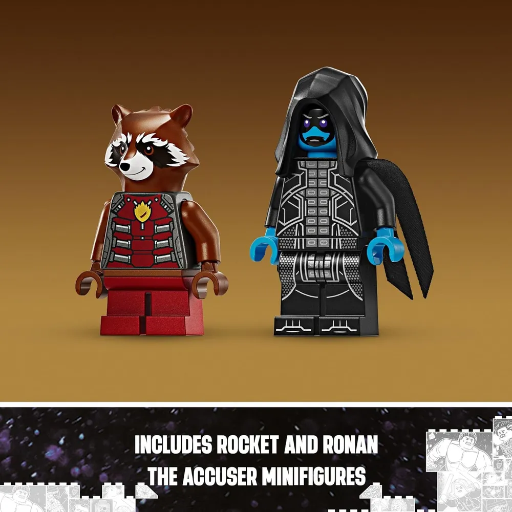 Lego Marvel Rocket's Warbird contra Ronan, nave de superhéroes para niños