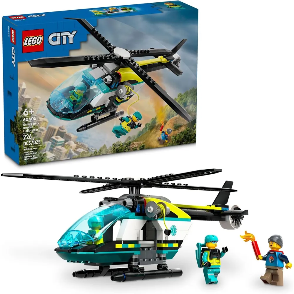 Lego City Helicóptero de rescate de emergencia, set de juego para niños