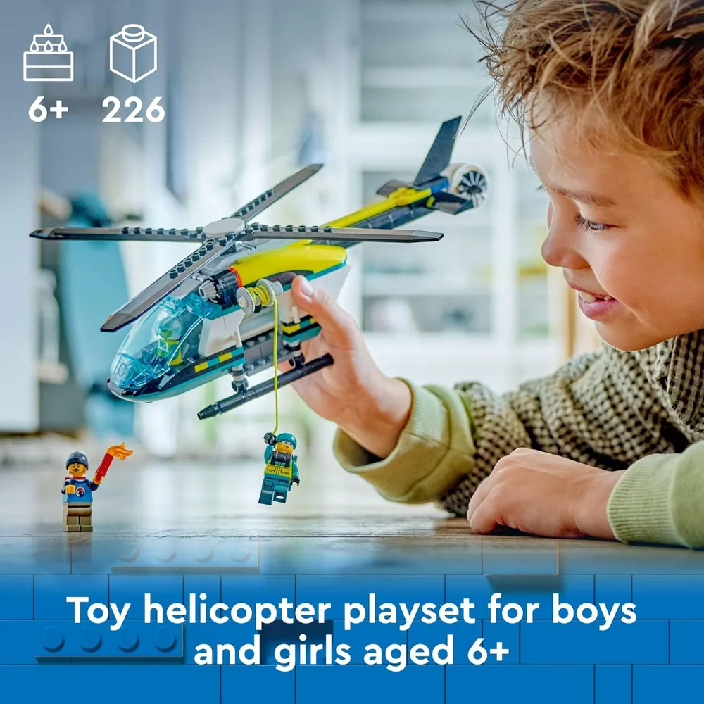 Lego City Helicóptero de rescate de emergencia, set de juego para niños
