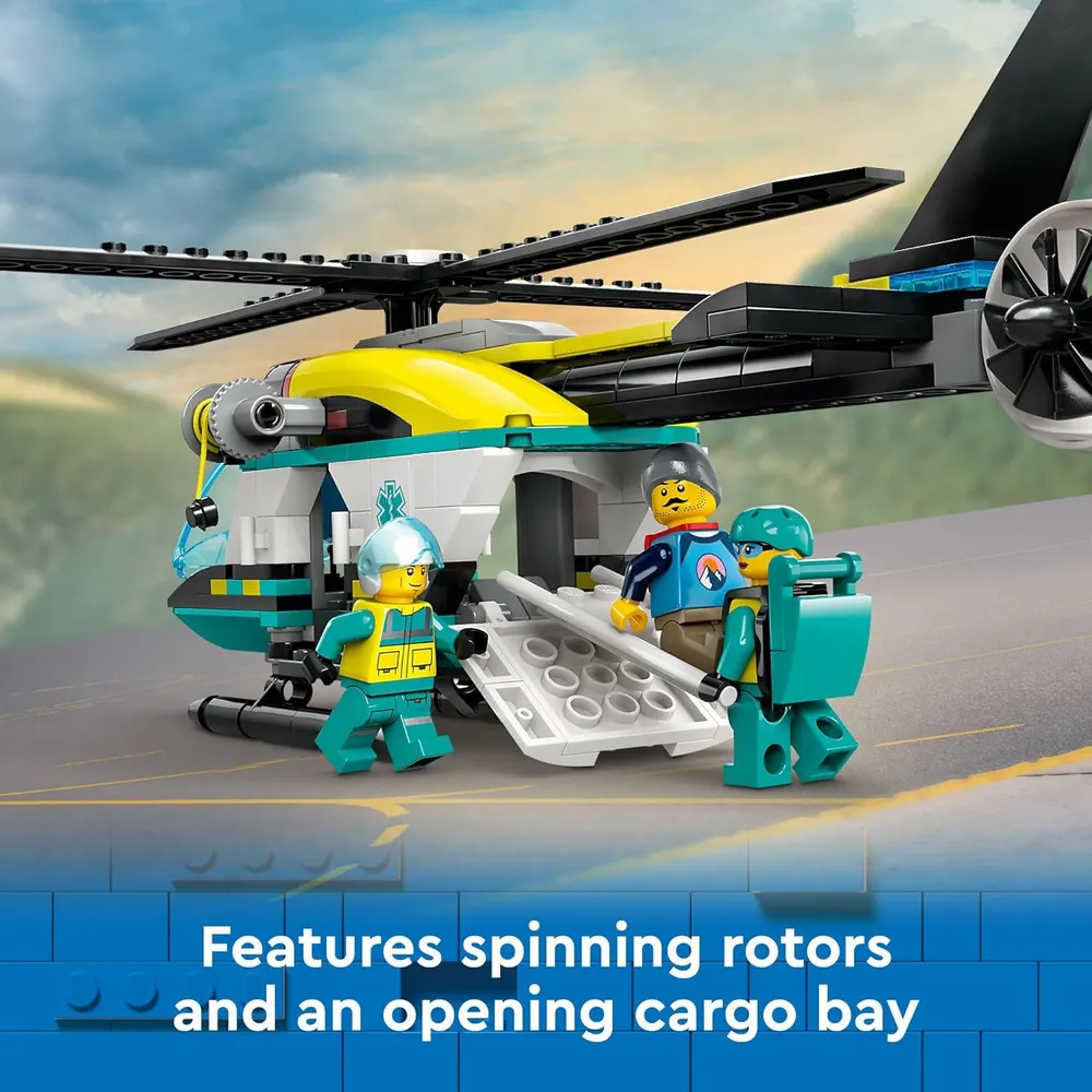 Lego City Helicóptero de rescate de emergencia, set de juego para niños