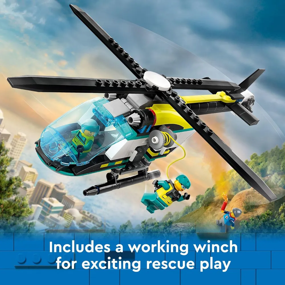 Lego City Helicóptero de rescate de emergencia, set de juego para niños