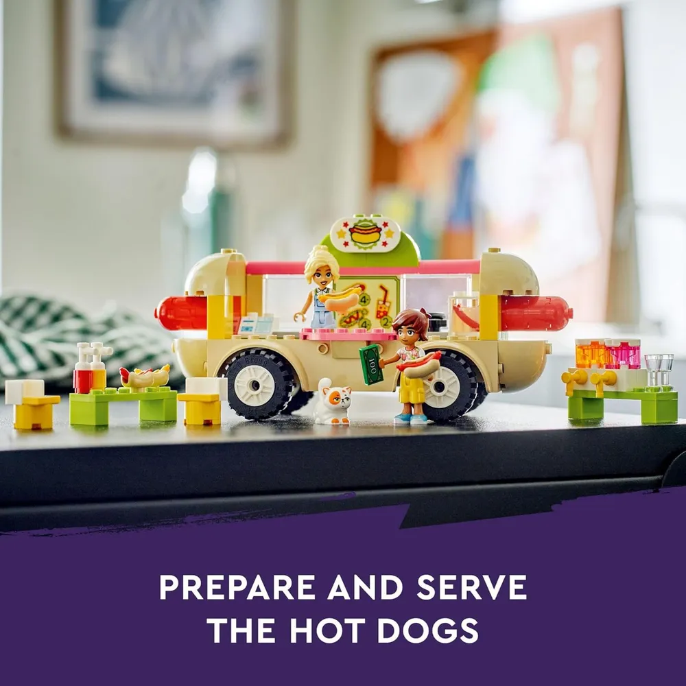 Lego Friends Camión de comida de perritos calientes, juguete de rol para niños