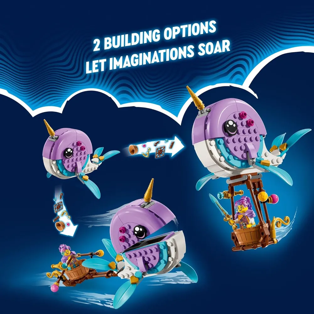 Lego Dreamzzz Izzie's Narwhal en globo aerostático, set para niños