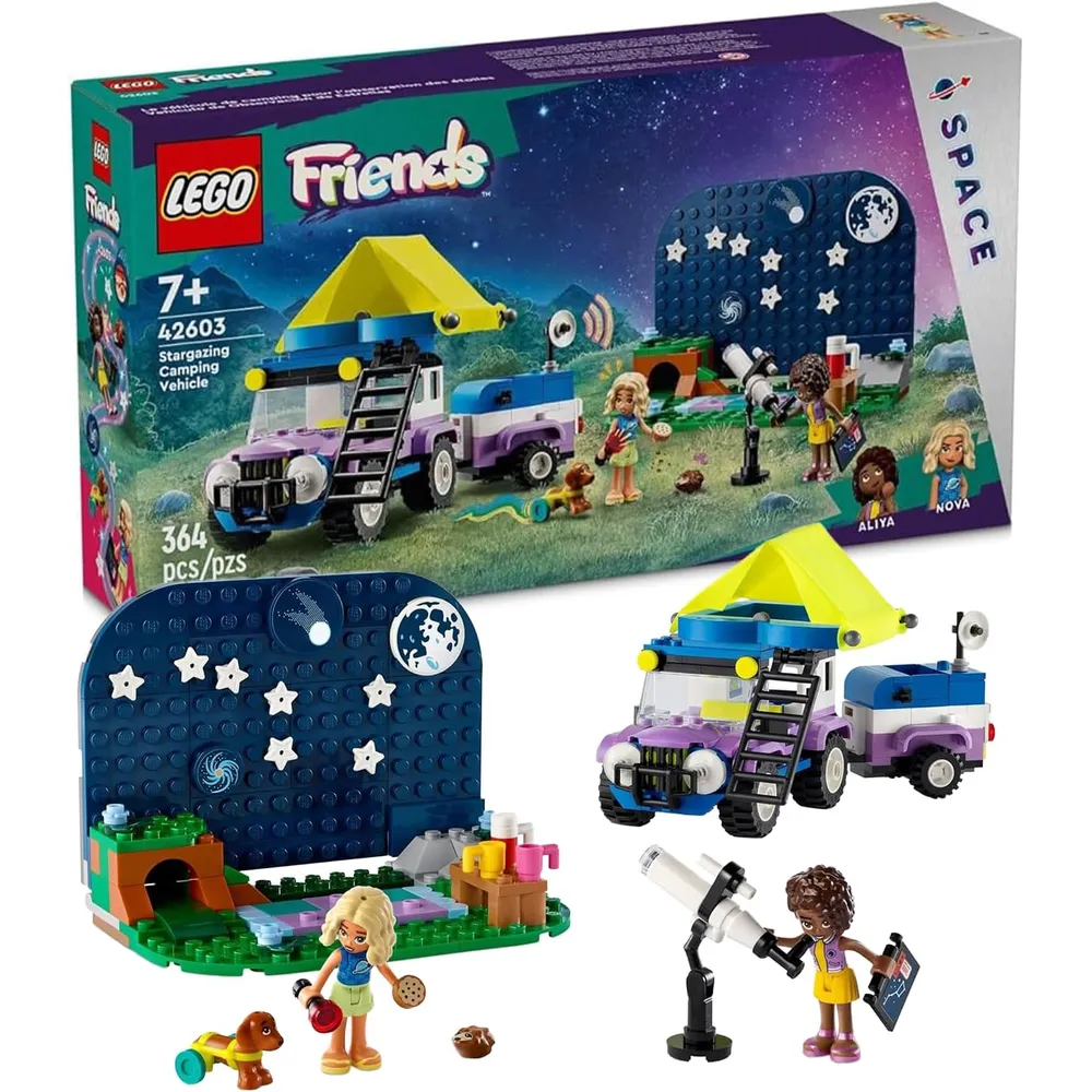 Lego Friends Vehículo de camping con telescopio, perro y 2 minimuñecas