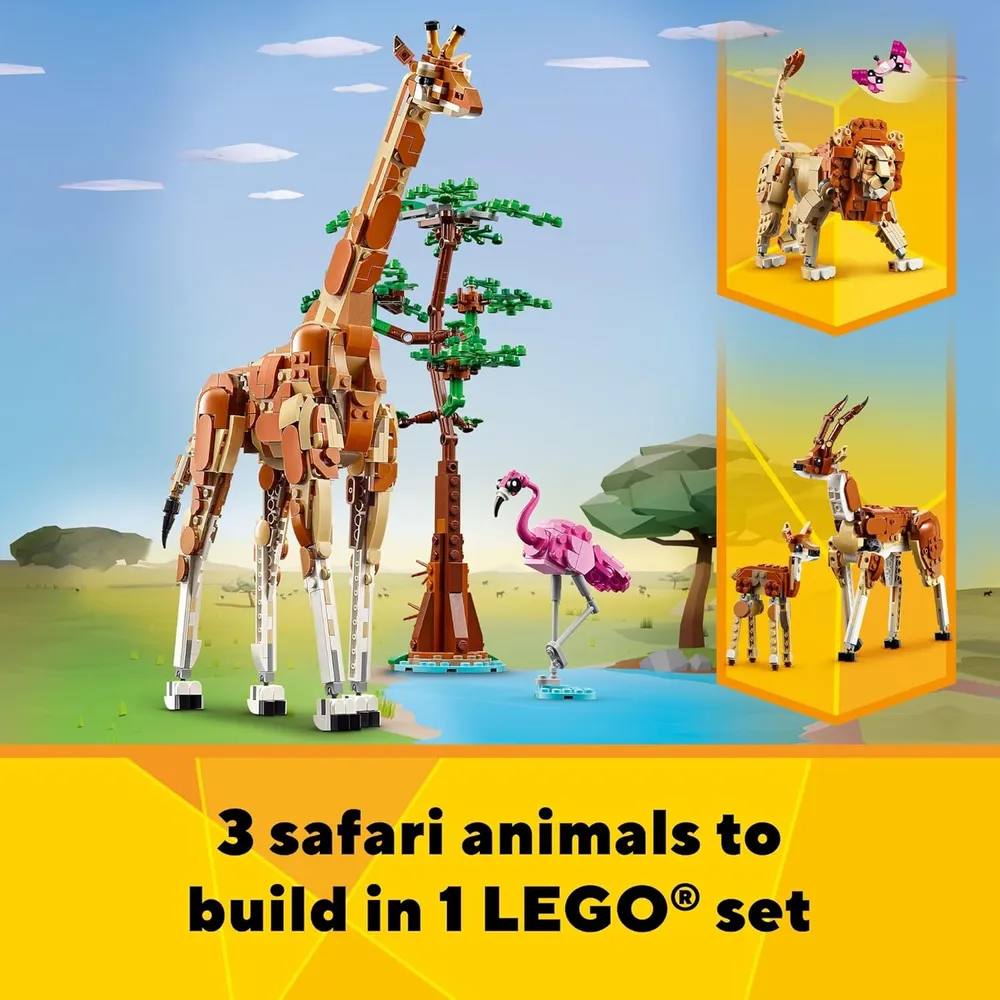 LEGO CREATOR 3 EN 1 ANIMALES DE SAFARI: JIRAFA, GACELA O LEÓN