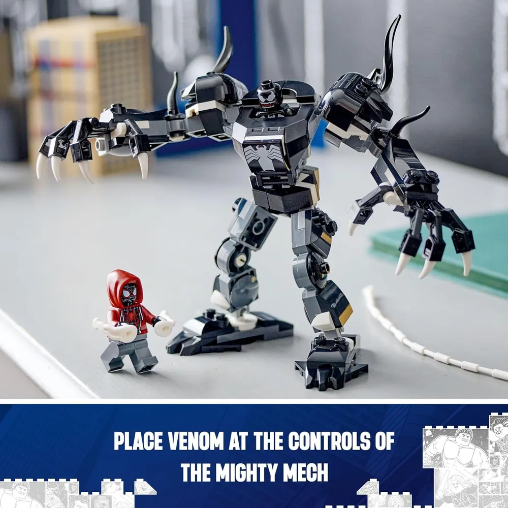 Lego Marvel Armadura mecánica de Venom contra Miles Morales, con figuras