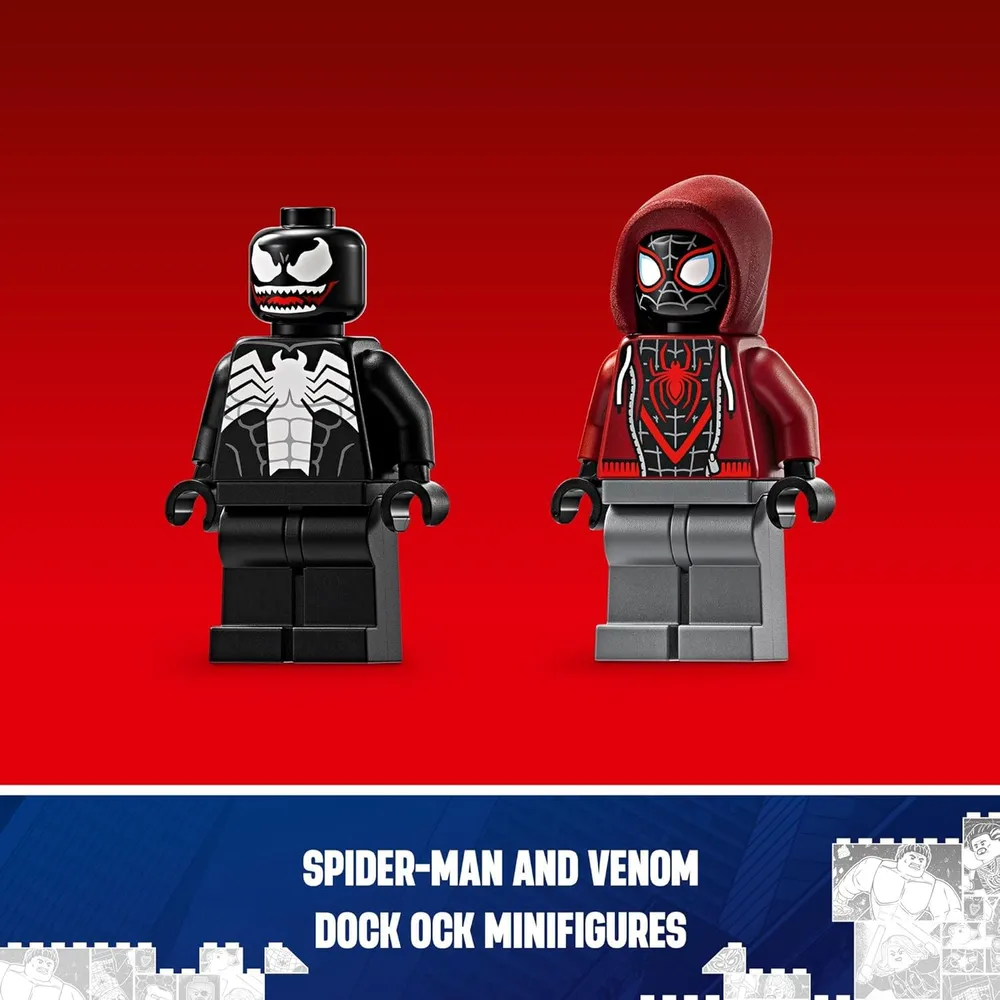 Lego Marvel Armadura mecánica de Venom contra Miles Morales, con figuras