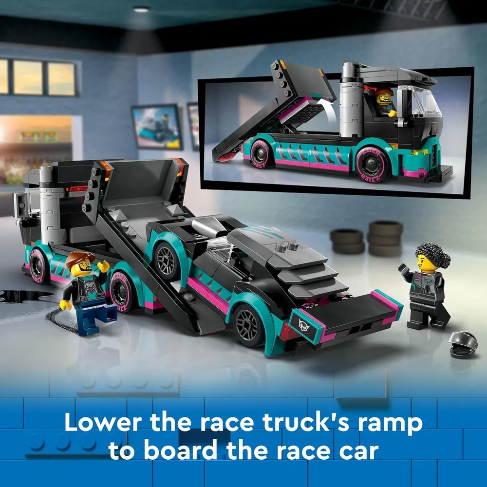 b0cgy3vf48_2_webp.webp Lego City Coche de carreras y camión portacoches con minifiguras