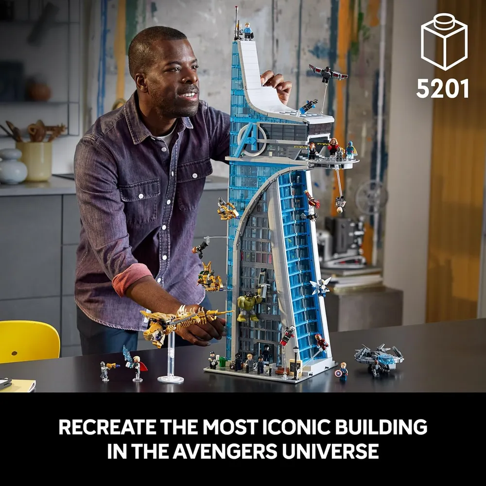 Lego Marvel Avengers Torre con 31 figuras y accesorios de películas