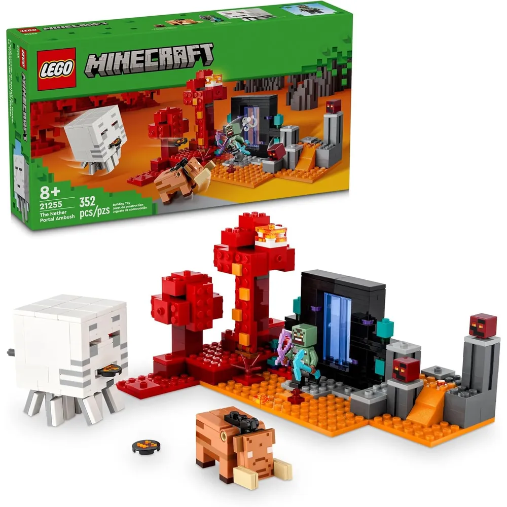 LEGO MINECRAFT EMBOSCADA EN EL PORTAL DEL NETHER CON FIGURAS