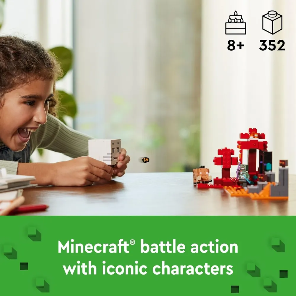 LEGO MINECRAFT EMBOSCADA EN EL PORTAL DEL NETHER CON FIGURAS