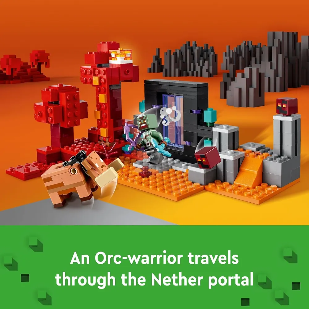LEGO MINECRAFT EMBOSCADA EN EL PORTAL DEL NETHER CON FIGURAS