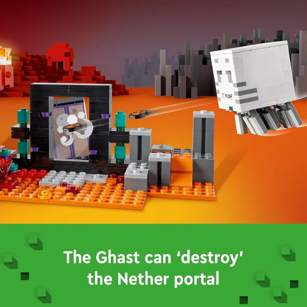 LEGO MINECRAFT EMBOSCADA EN EL PORTAL DEL NETHER CON FIGURAS