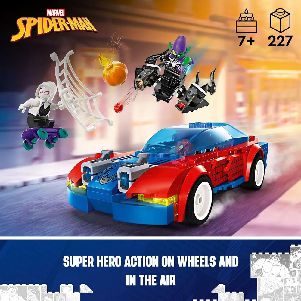 Lego Marvel Spider-Man coche de carreras con Venom y minifigura