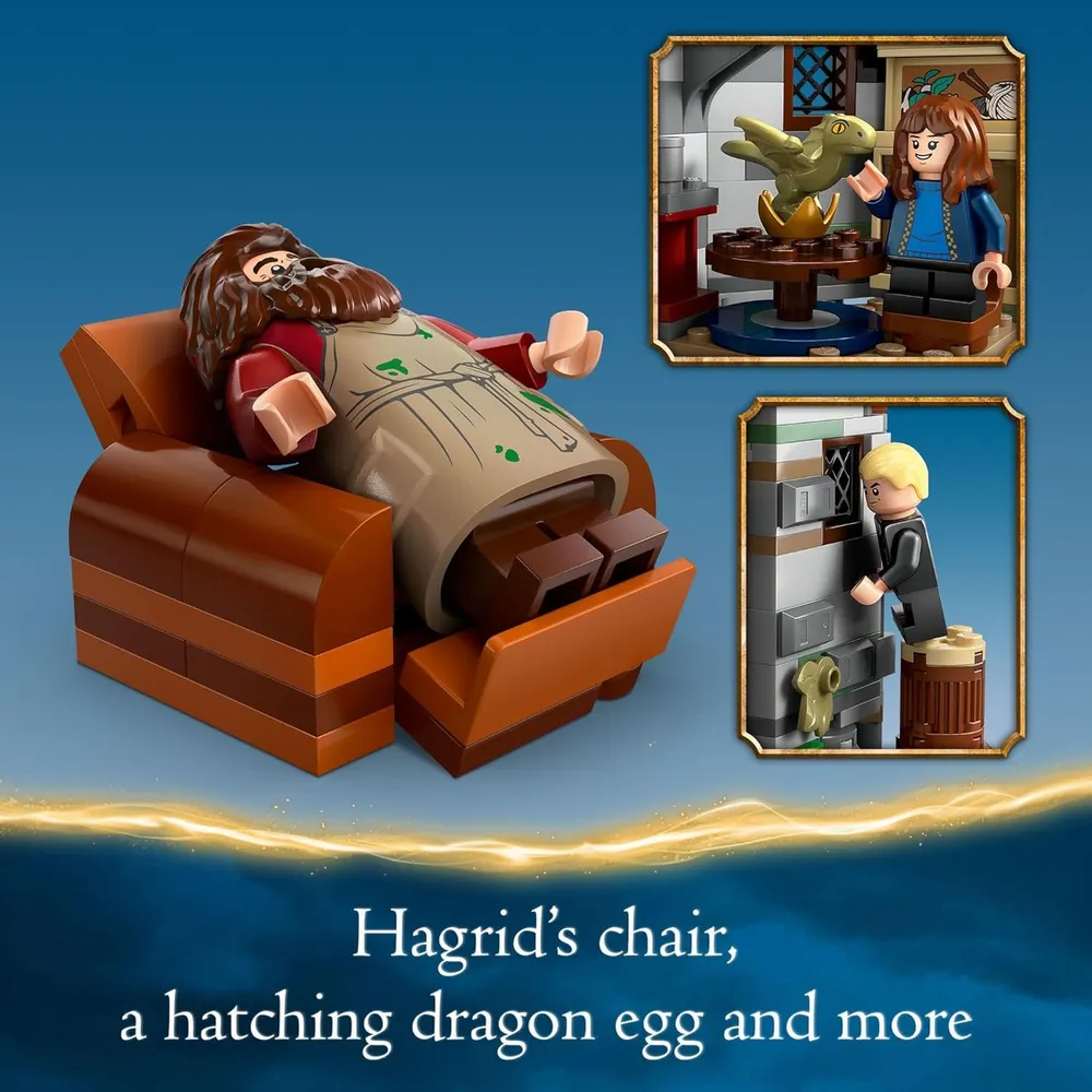 Lego Harry Potter Cabaña de Hagrid con 7 figuras y dragón, set de construcción