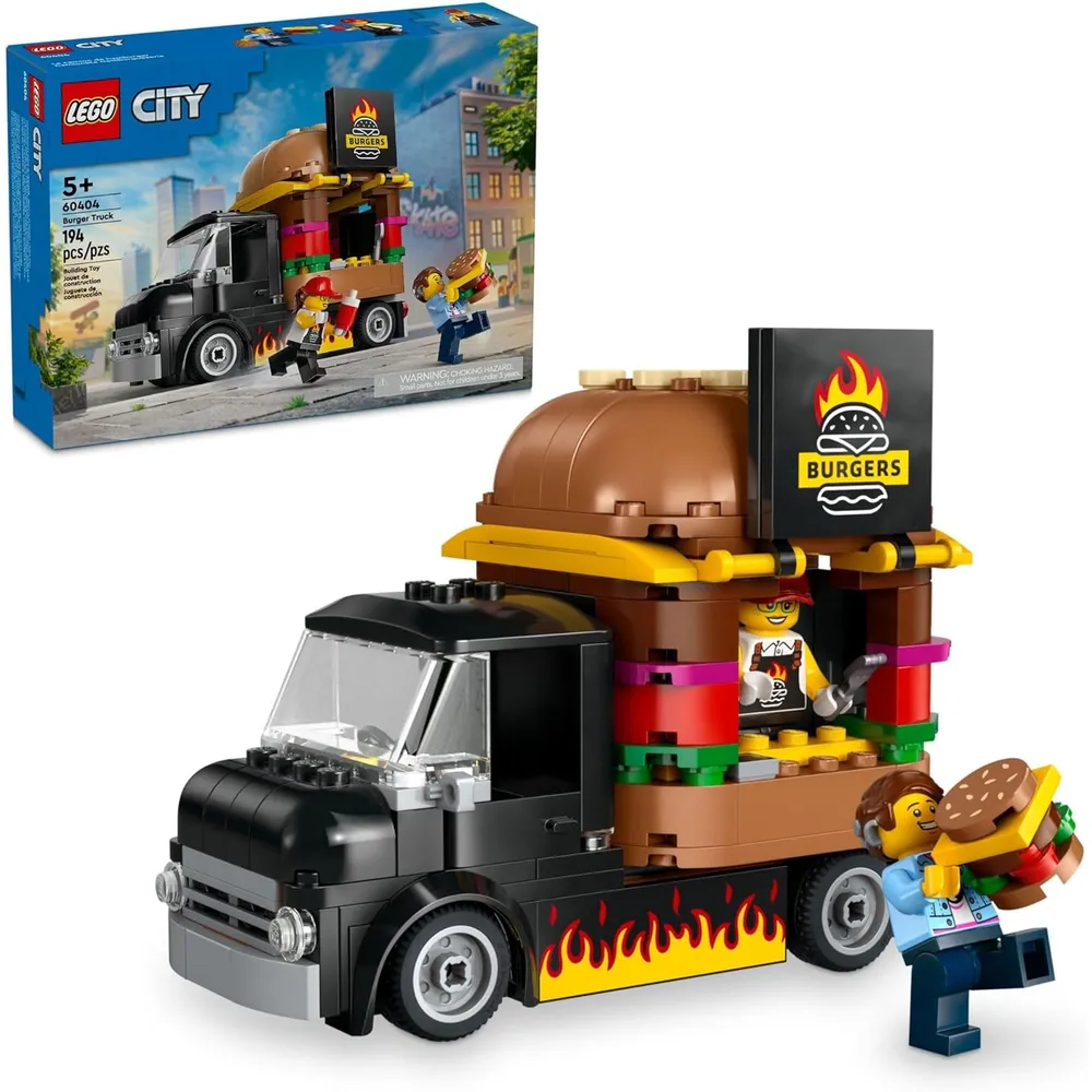 LEGO CITY CAMIÓN DE HAMBURGUESAS CON MINIFIGURA Y ACCESORIOS