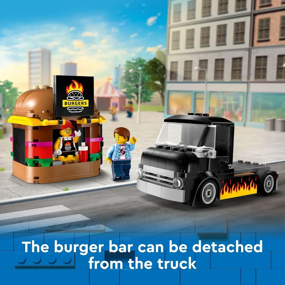 LEGO CITY CAMIÓN DE HAMBURGUESAS CON MINIFIGURA Y ACCESORIOS