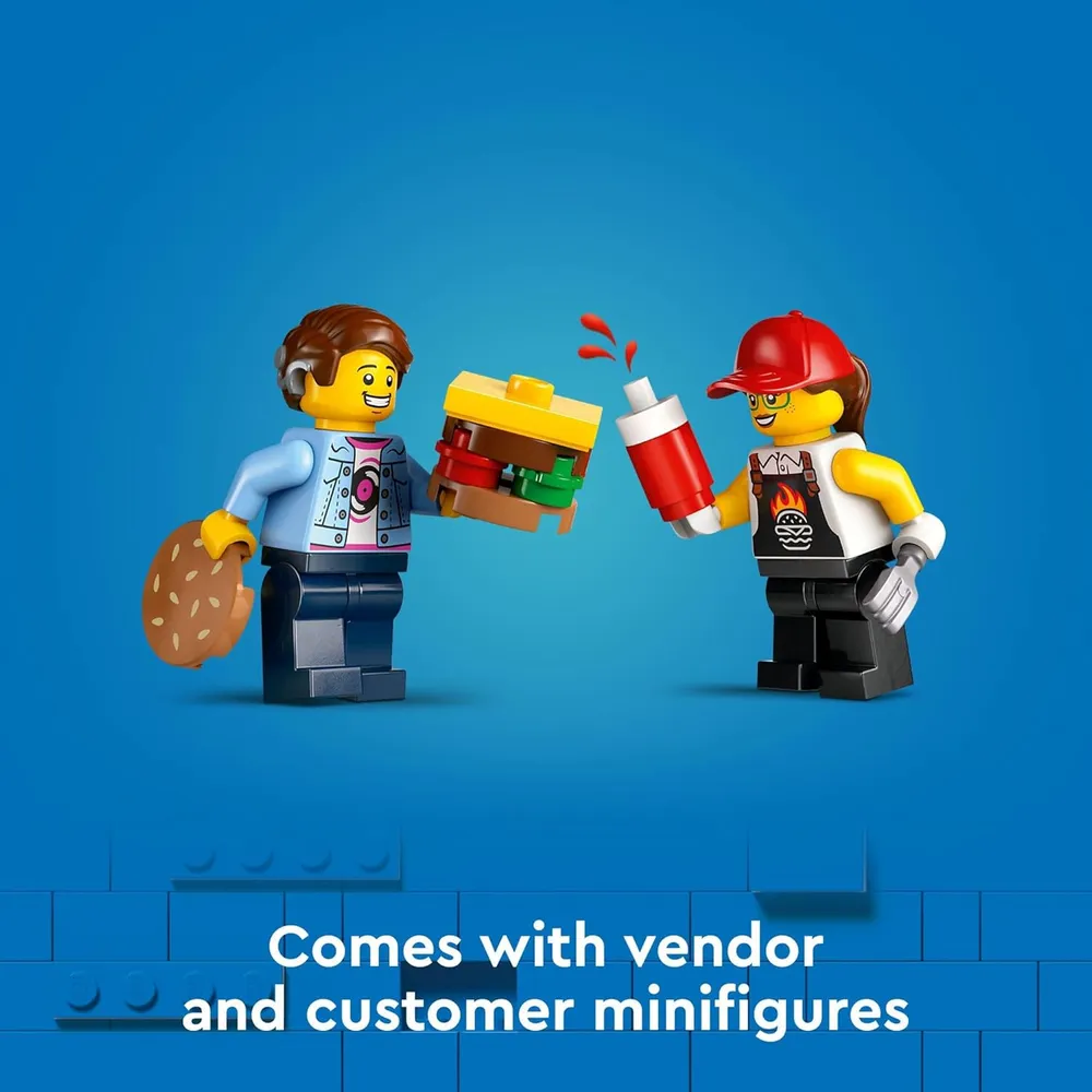 LEGO CITY CAMIÓN DE HAMBURGUESAS CON MINIFIGURA Y ACCESORIOS