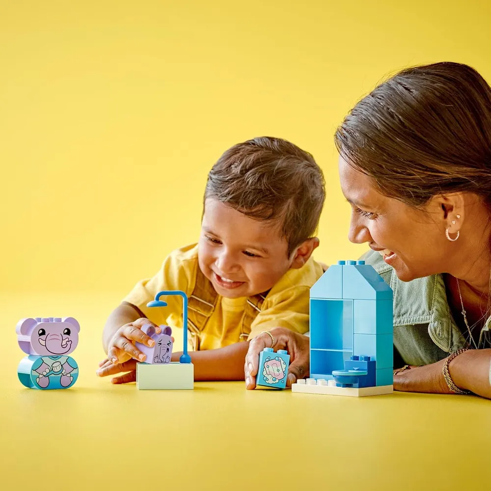 Lego Duplo Mis primeras rutinas diarias, set educativo con 2 elefantes de juguete