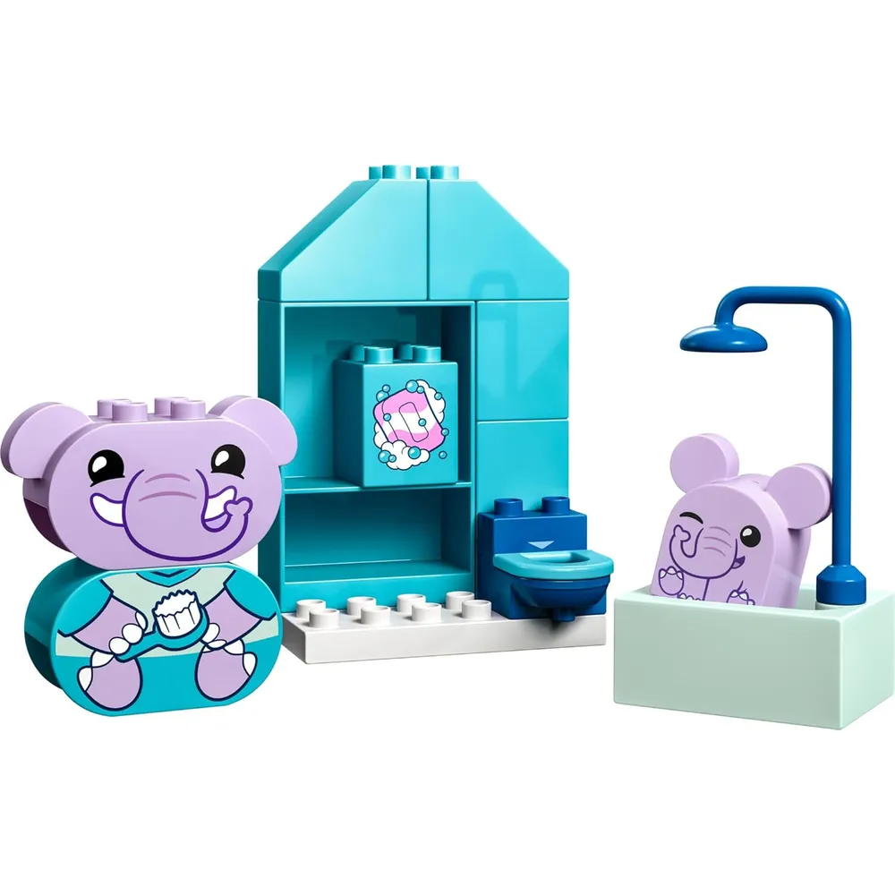 Lego Duplo Mis primeras rutinas diarias, set educativo con 2 elefantes de juguete