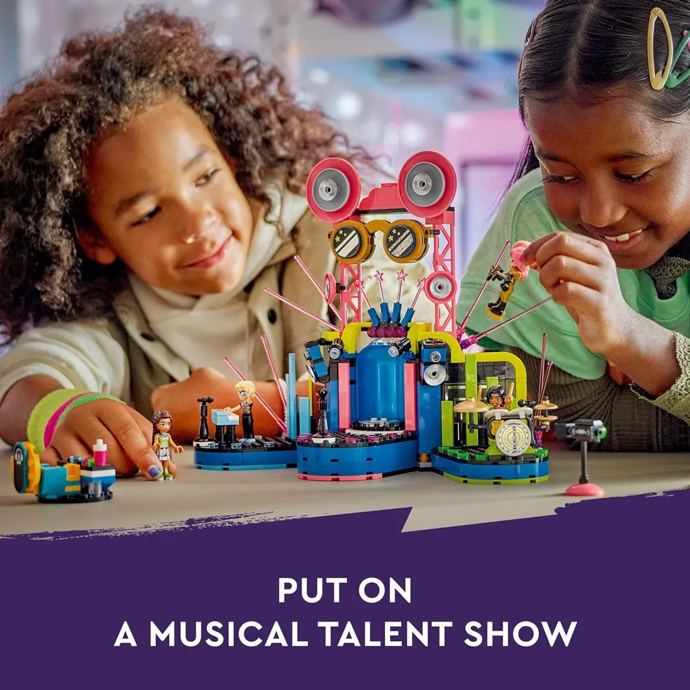 Lego Friends Heartlake City concurso de talentos musicales con 4 minimuñecas