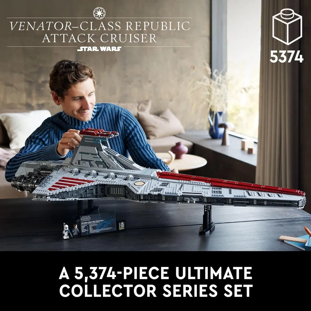 Lego Star Wars Crucero de Ataque Venator, set de construcción con Capitán Rex