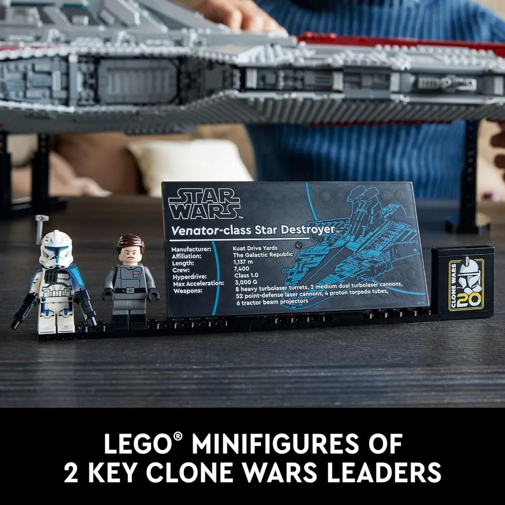 Lego Star Wars Crucero de Ataque Venator, set de construcción con Capitán Rex