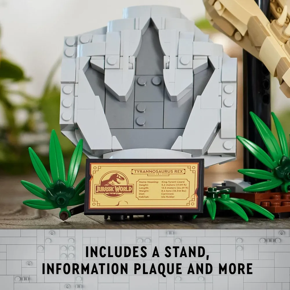 Lego Jurassic World Fósiles de dinosaurios, cráneo de T. Rex, set educativo