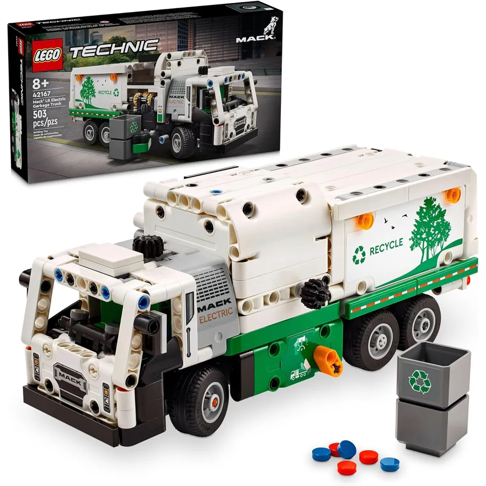 Lego Technic Camión de basura eléctrico Mack LR, juguete de construcción para niños