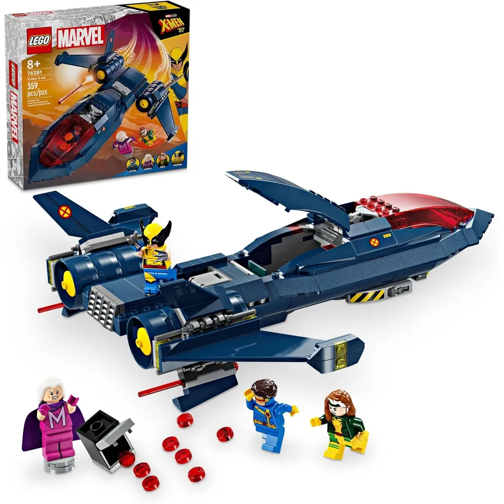 Lego Marvel X-Men X-Jet, set de construcción con 4 minifiguras para niños 8+